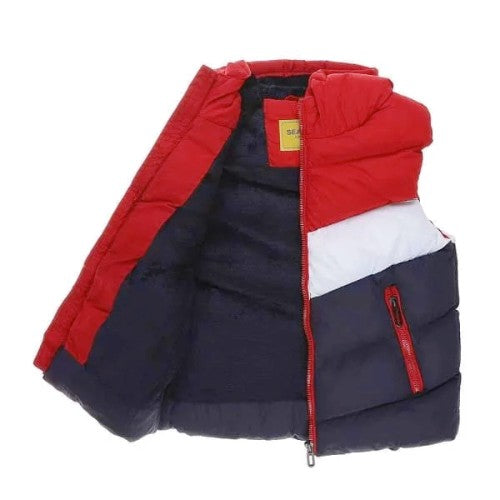 Veste Enfant doudoune sans manche capuche trio red