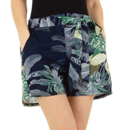 Short Femme taille haute fleuri avec ceinture