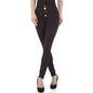 Pantalon Femme avec boutons doré noir