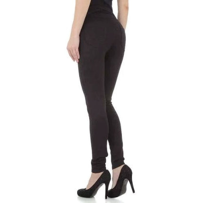 Pantalon Femme avec boutons doré noir