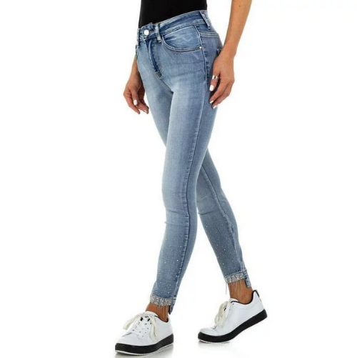 Jeans Femme Denim détails strass blue jeans