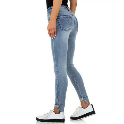 Jeans Femme Denim détails strass blue jeans