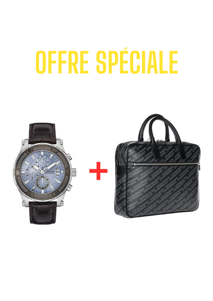 Pack Montre Homme Guess 46 mm + Sac Ordinateur Emporio Armani LAVAGNA