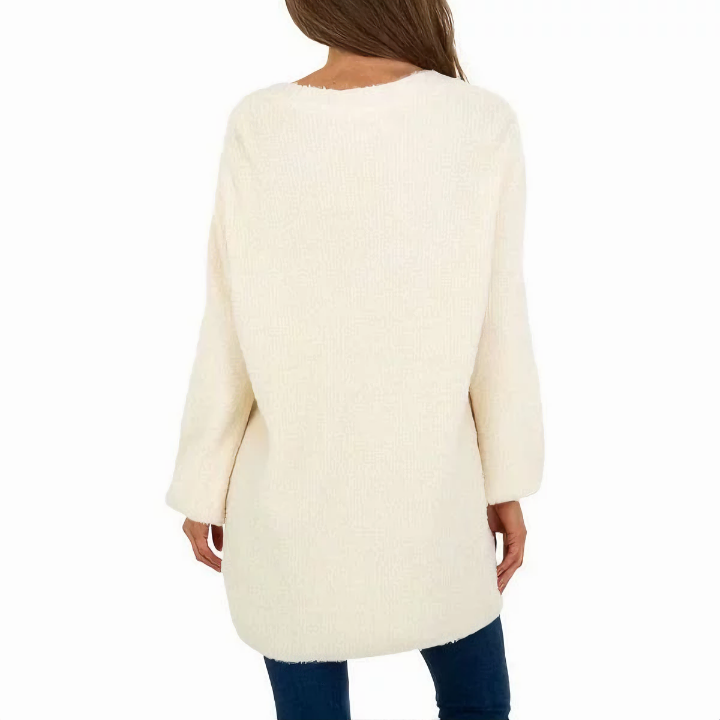 Pull Femme col V doux offwhite